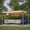 10' x 13' Aluminum Patio Pergola with Retractable Pergola Canopy, Backyard Shade Shelter for Porch, Outdoor Party, Garden, Grill Gazebo - khaki