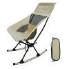 Portable Camping Rocking Chair 198LBS Weight Capacity Included Carry Bag High Back Rocker Chair For Patio Fishing Beach Lawn Travel - Beige