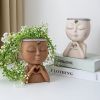 1pc Figure Flower Pot; Women Face Statue Vase Planter Ornaments; For Indoor Outdoor Home Decor Garden Patio (4.7*7.3*3.4in) - White