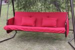 Outdoor Patio 3 seaters Metal Swing Chair Swing bed with Cushion and Adjustable Canopy Red Color