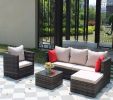 Rattan Patio Furniture Set Wicker Sofa Cushioned Sectional Furniture Set Garden Patio Sofa Set (4 Pieces, Brown) - as Pic