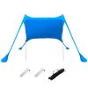 Foldable Beach Canopy Tent Collapsible Shade Sail Sun Protection Windproof Shelter 4 Sandbag 2 Pole Portable Storage Bag Rectangle Blue - Blu_2_2_1.5M