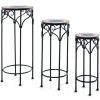 Decorative Flower Display Holder with Ceramic Top for Patio - Black