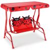 2 Person Kids Patio Swing Porch Bench with Canopy - Red