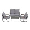 4-Piece Outdoor Patio Furniture Sets, Patio Conversation Set with Removable Seating Cushion, Courtyard Patio Set for Home, Yard, Poolside - Gray