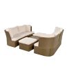 Customizable Outdoor Patio Furniture Set, Wicker Furniture Sofa Set with Thick Cushions, Suitable for Backyard, Porch. - Beige