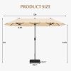 13 Feet Double-Sided Patio Twin Table Umbrella with Crank Handle - Beige