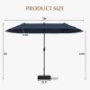 13 Feet Double-Sided Patio Twin Table Umbrella with Crank Handle - Navy