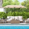 13 Feet Double-Sided Patio Twin Table Umbrella with Crank Handle - Beige