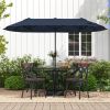 13 Feet Double-Sided Patio Twin Table Umbrella with Crank Handle - Navy