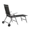 Outdoor Chaise Lounge Chairs Aluminum Adjustable Chair with Wheels for Poolside Beach Patio Reclining Sunbathing Lounger - Gray