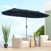 13 Feet Double-Sided Patio Twin Table Umbrella with Crank Handle - Navy