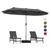 13 Feet Double-Sided Patio Twin Table Umbrella with Crank Handle - Gray