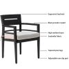 Outdoor Patio K/D Aluminum Stationary Dining Chairs 4PCS with Outdoor-grade Sunbrella Fabric Cushions, Tapered Feet, Ember Black - as Pic