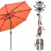 10Ft 3-Tiers 32LEDS Patio Umbrella Fruit Orange - As Picture