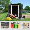 6 x 4 FT Outdoor Storage Shed, Metal Garden Storage House with Double Sliding Doors for Backyard Outdoor Patio, Black - Black