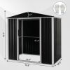 6 x 4 FT Outdoor Storage Shed, Metal Garden Storage House with Double Sliding Doors for Backyard Outdoor Patio, Black - Black