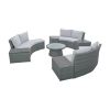 10-Piece Outdoor Sectional Half Round Patio Rattan Sofa Set; PE Wicker Conversation Furniture Set for Free Combination; Light Gray - Light Gray