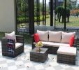 Rattan Patio Furniture Set Wicker Sofa Cushioned Sectional Furniture Set Garden Patio Sofa Set (4 Pieces, Brown) - as Pic