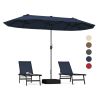 13 Feet Double-Sided Patio Twin Table Umbrella with Crank Handle - Navy