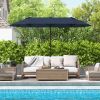 13 Feet Double-Sided Patio Twin Table Umbrella with Crank Handle - Navy