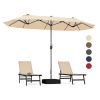 13 Feet Double-Sided Patio Twin Table Umbrella with Crank Handle - Beige