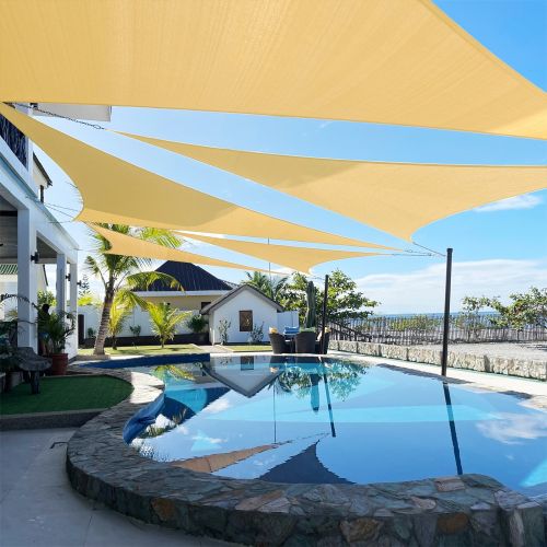 Artpuch Custom Size 22'X26'X26' Sand Sun Shade Sail Triangle Canopy 185 GSM Durable Fabric UV Block Awning for Outdoor Patio Garden Backyard (Customiz Artpuch Custom Size 22'X26'X26' Sand Sun Shade Sail Triangle Canopy 185 GSM Durable Fabric UV Block Awning for Outdoor Patio Garden Backyard (Customiz